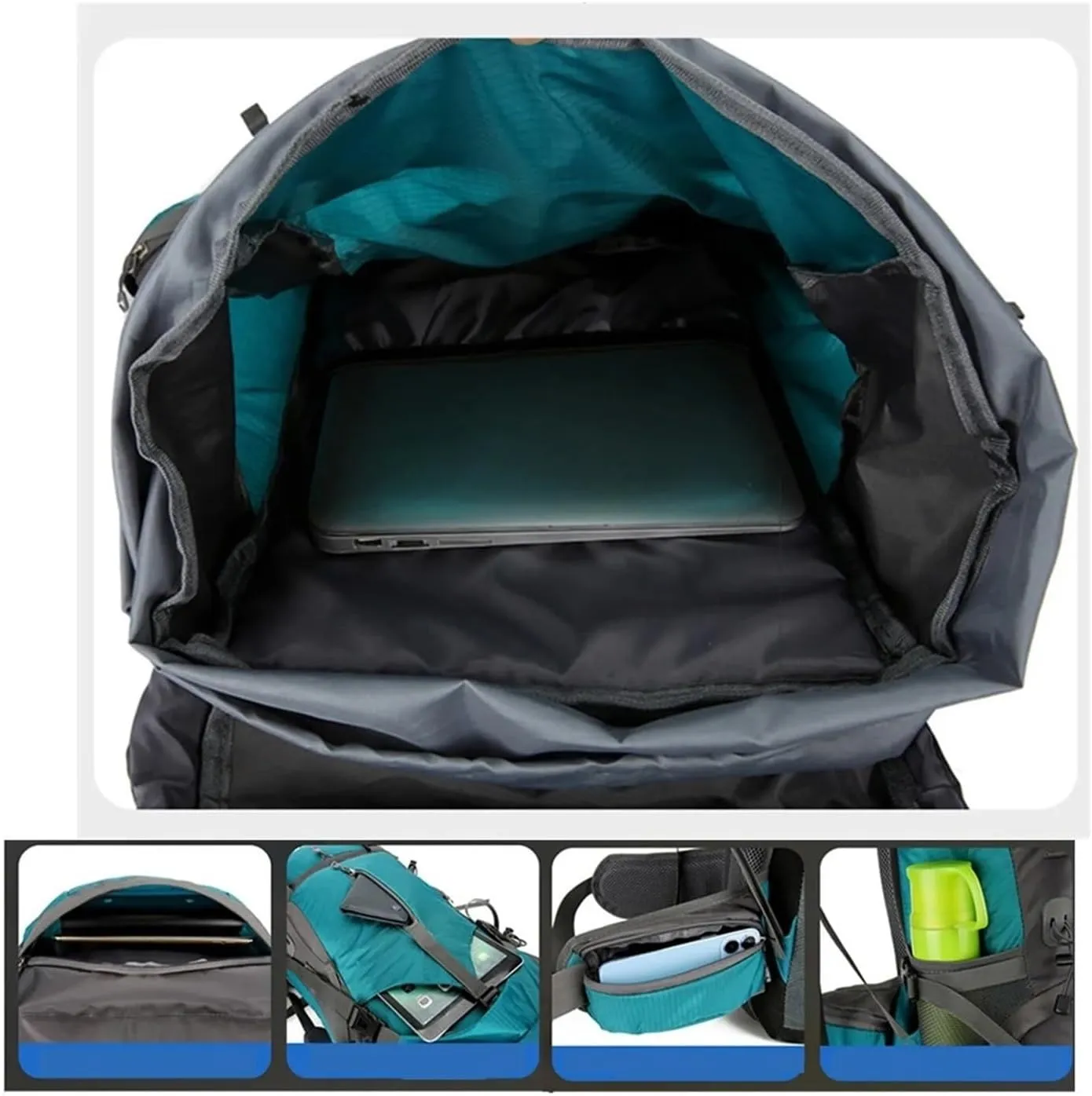 Business Backpack Camping Travel With Rain Cover Outdoor Mountaineering Backpack Shoulder Mountaineering Bag(Deep blue)