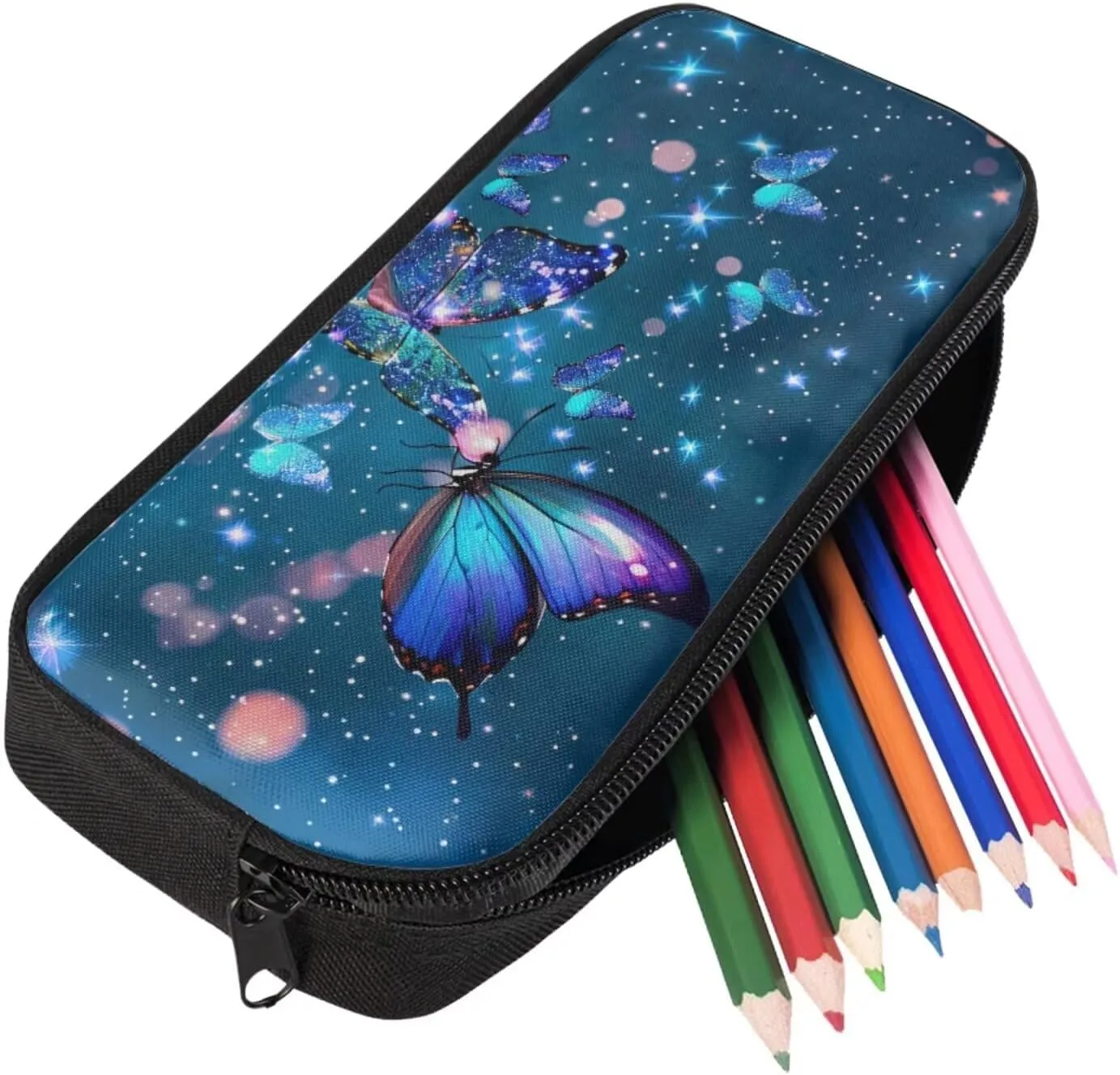 Butterfly Backpack for Girls Kids Backpack with Lunch Box and Aesthetic Pencil Case 3PCS 17" Large Bookbag for Middle School Girls Sturdy School Bag with Compartments Casual Daypack Backpacks