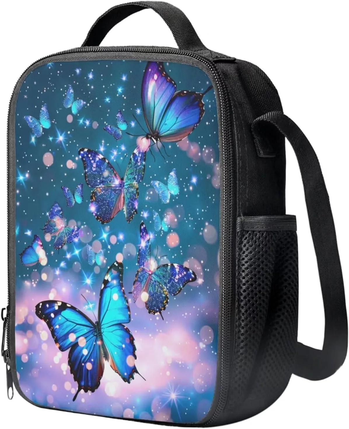 Butterfly Backpack for Girls Kids Backpack with Lunch Box and Aesthetic Pencil Case 3PCS 17" Large Bookbag for Middle School Girls Sturdy School Bag with Compartments Casual Daypack Backpacks