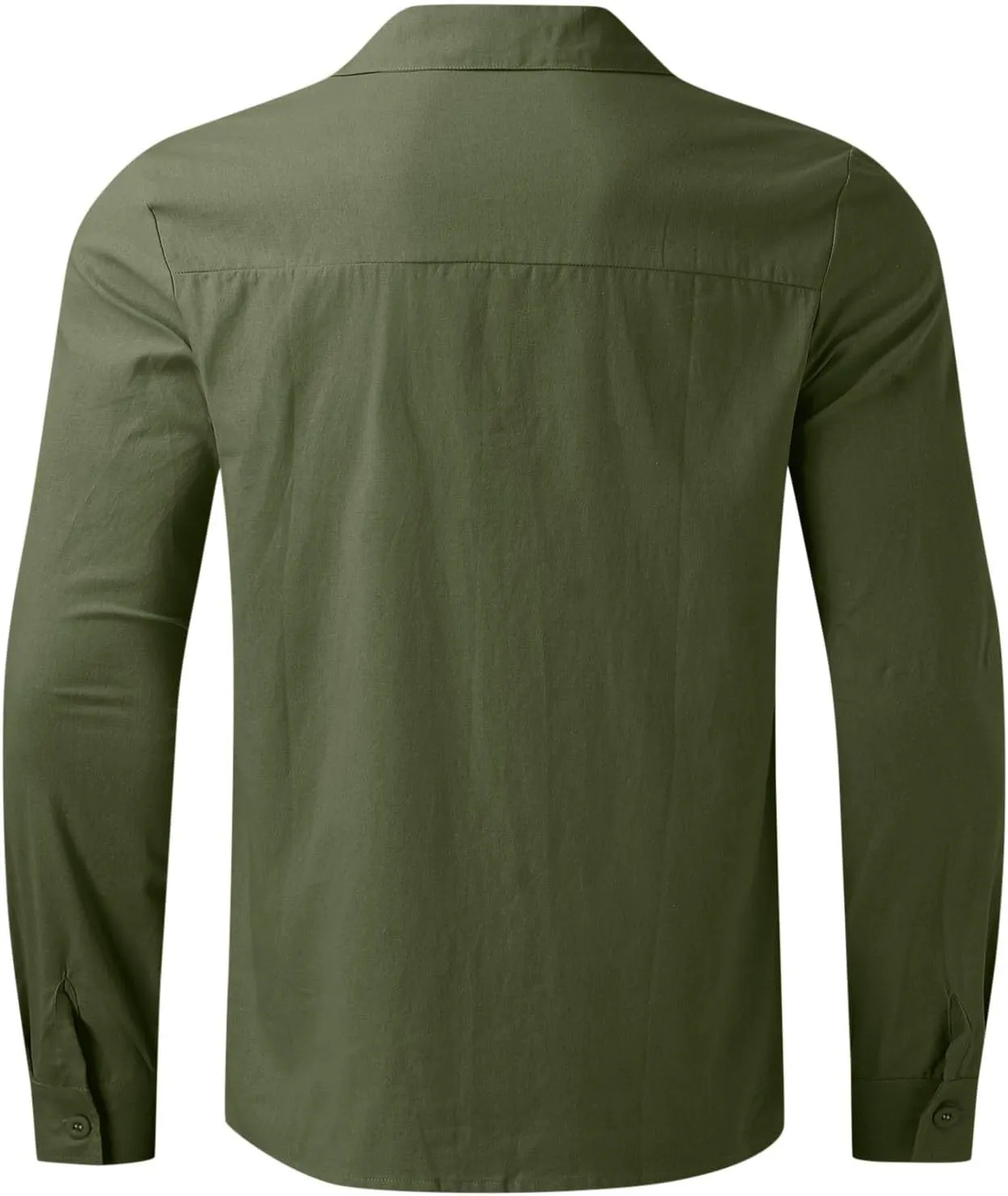 Button Down Linen Shirts for Men Casual Long Sleeve Button Down Regular Fit Beach Shirt Dress Lapel Collar Beach Tops