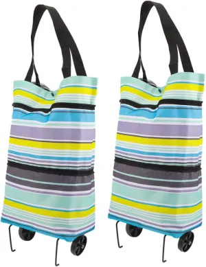 Cabilock Rolling Tote Bag Wheels Boys and Girls Shoing Carts Wheels Folding Shopping Trolley Tote Bag for Grocery Shopping