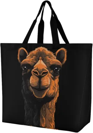 Camels Shoulder Bag Large Capacity Shopping Bag Washable Grocery Bag Handbag for Women Men