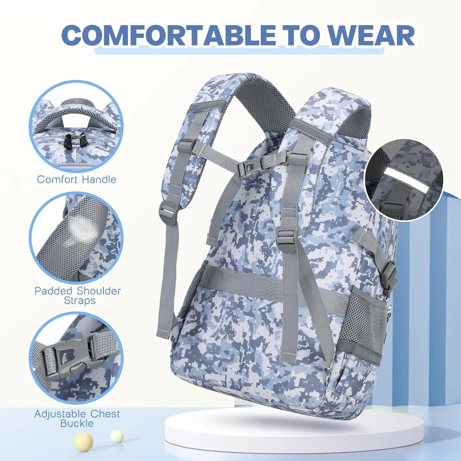 Camo Backpack for Boys, Tactical Boys Backpack for School, Kids Backpack With Lunch Box Pencil Case USB Charging Port Military Army Bags for Boy Teens Kids Elementary Middle High School