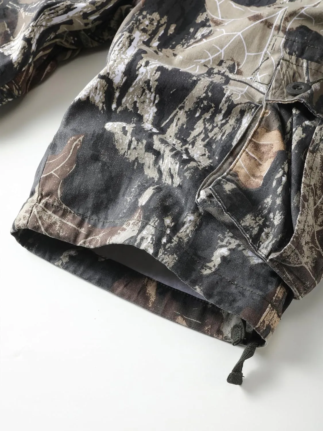 Camo Cargo Shorts for Men Cotton Casual Wild Outdoor Work Relaxed Fit Shorts with Multi-Pockets