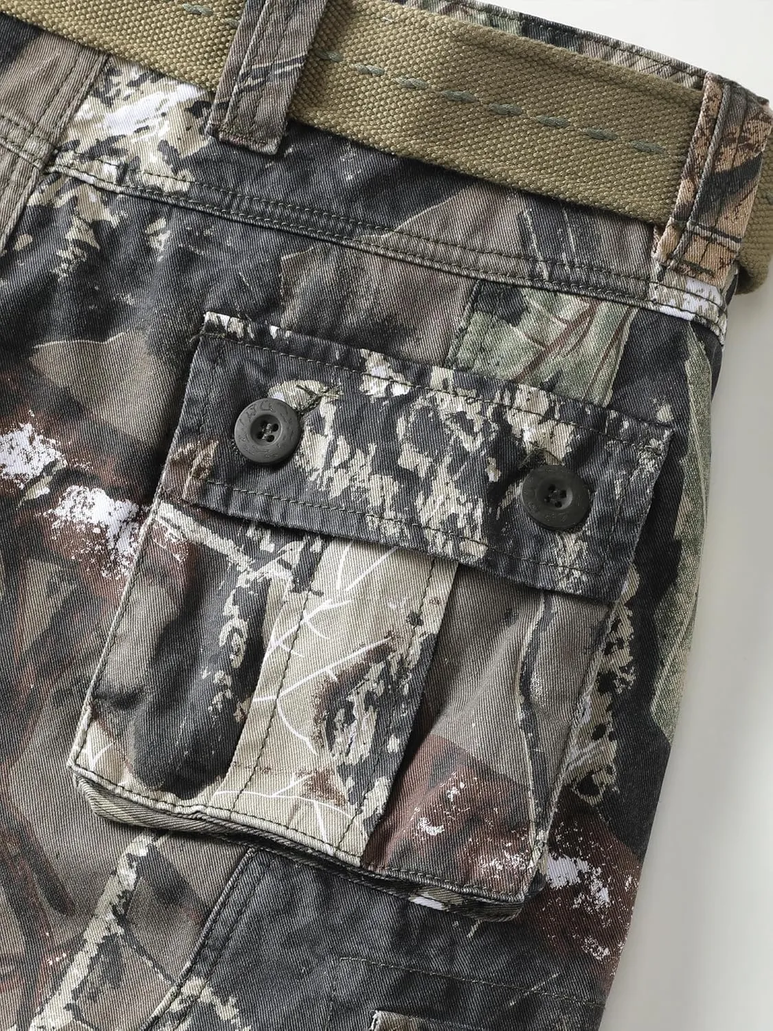 Camo Cargo Shorts for Men Cotton Casual Wild Outdoor Work Relaxed Fit Shorts with Multi-Pockets