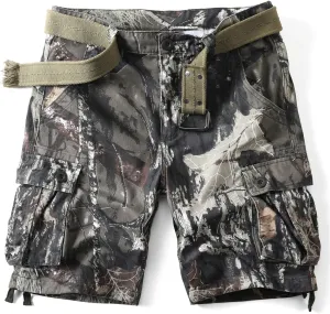 Camo Cargo Shorts for Men Cotton Casual Wild Outdoor Work Relaxed Fit Shorts with Multi-Pockets