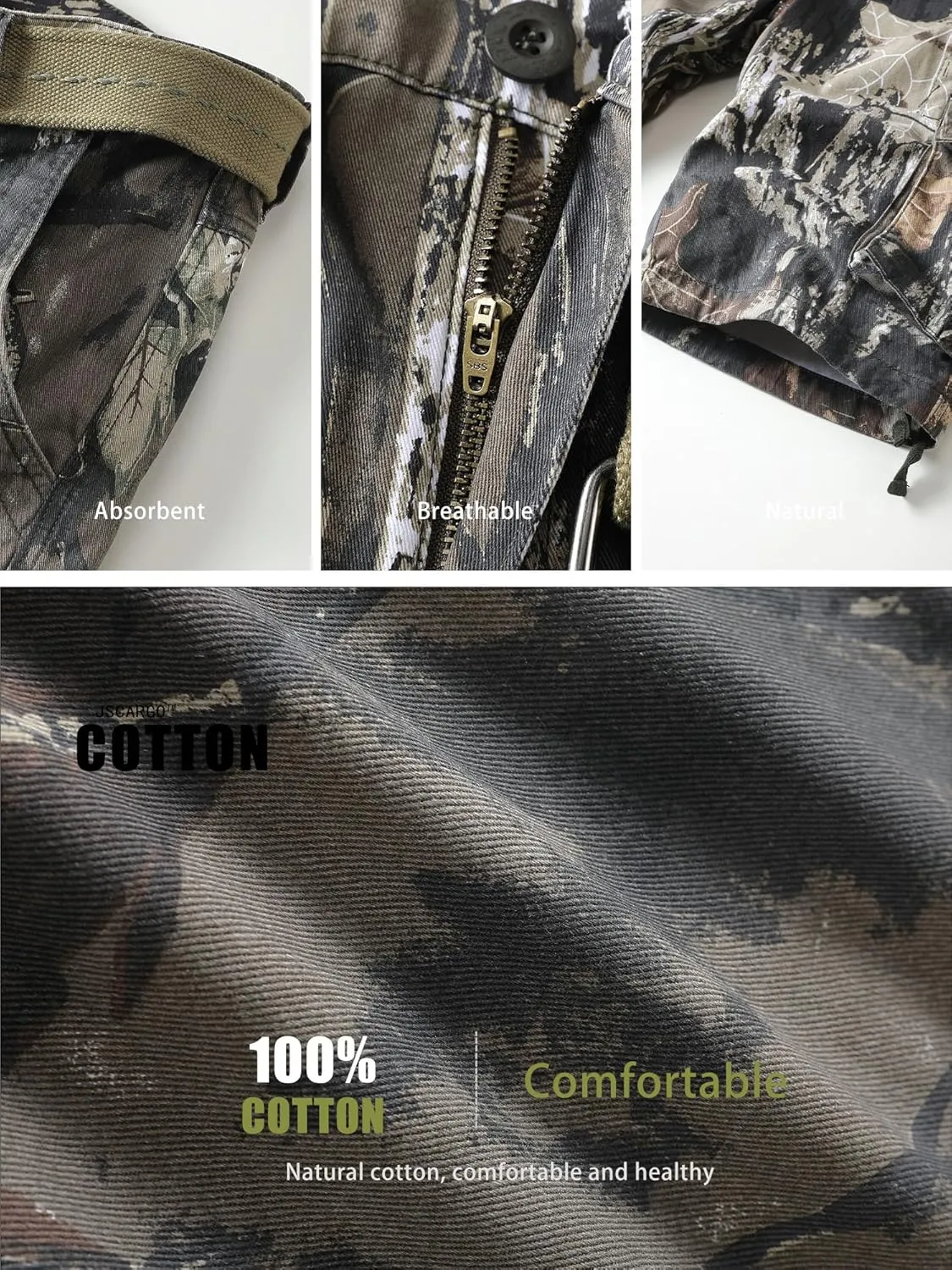 Camo Cargo Shorts for Men Cotton Casual Wild Outdoor Work Relaxed Fit Shorts with Multi-Pockets