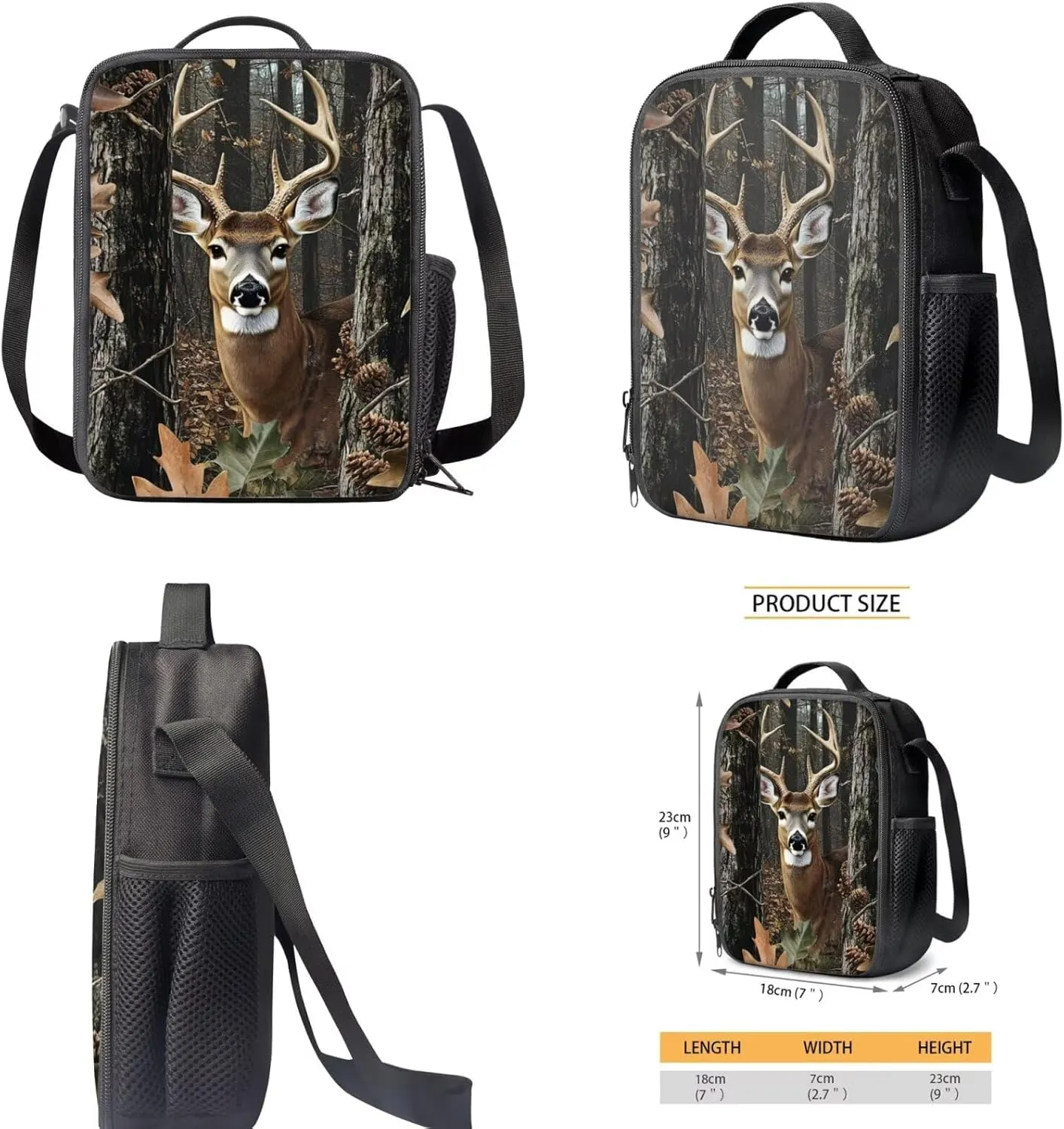 Camo Deer Backpack with Lunch Box Kids Boys 8-12/10-12 Hunting Elementary School Bookbag for 5th Grade Girls and Lunchbox Set Teens Middle Srudent Back Pack Lunch Bag Pencil Case Book Bags