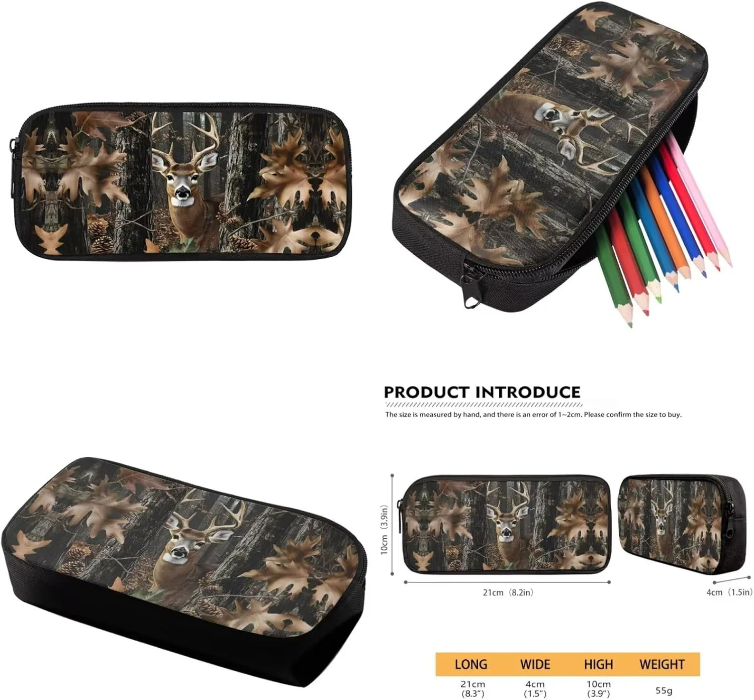 Camo Deer Backpack with Lunch Box Kids Boys 8-12/10-12 Hunting Elementary School Bookbag for 5th Grade Girls and Lunchbox Set Teens Middle Srudent Back Pack Lunch Bag Pencil Case Book Bags