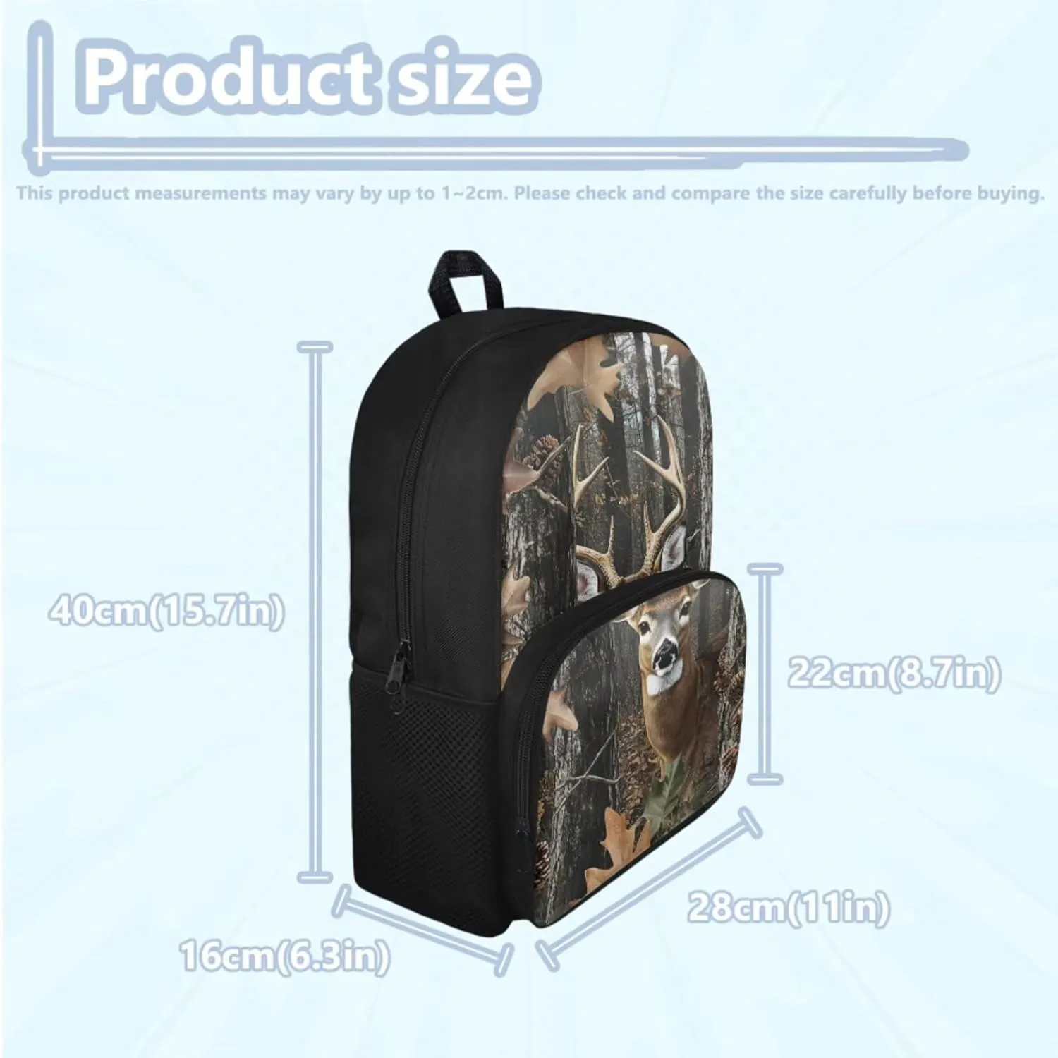 Camo Deer Backpack with Lunch Box Kids Boys 8-12/10-12 Hunting Elementary School Bookbag for 5th Grade Girls and Lunchbox Set Teens Middle Srudent Back Pack Lunch Bag Pencil Case Book Bags