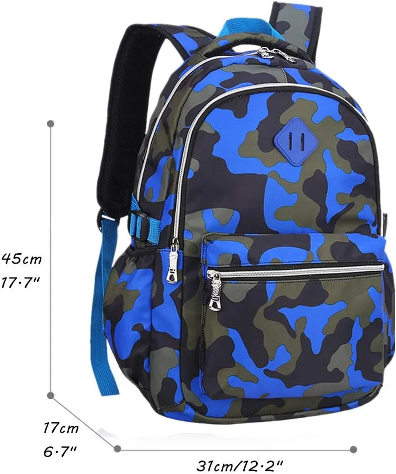 Camo School Backpack Lightweight Schoolbag Travel Camp Outdoor Daypack