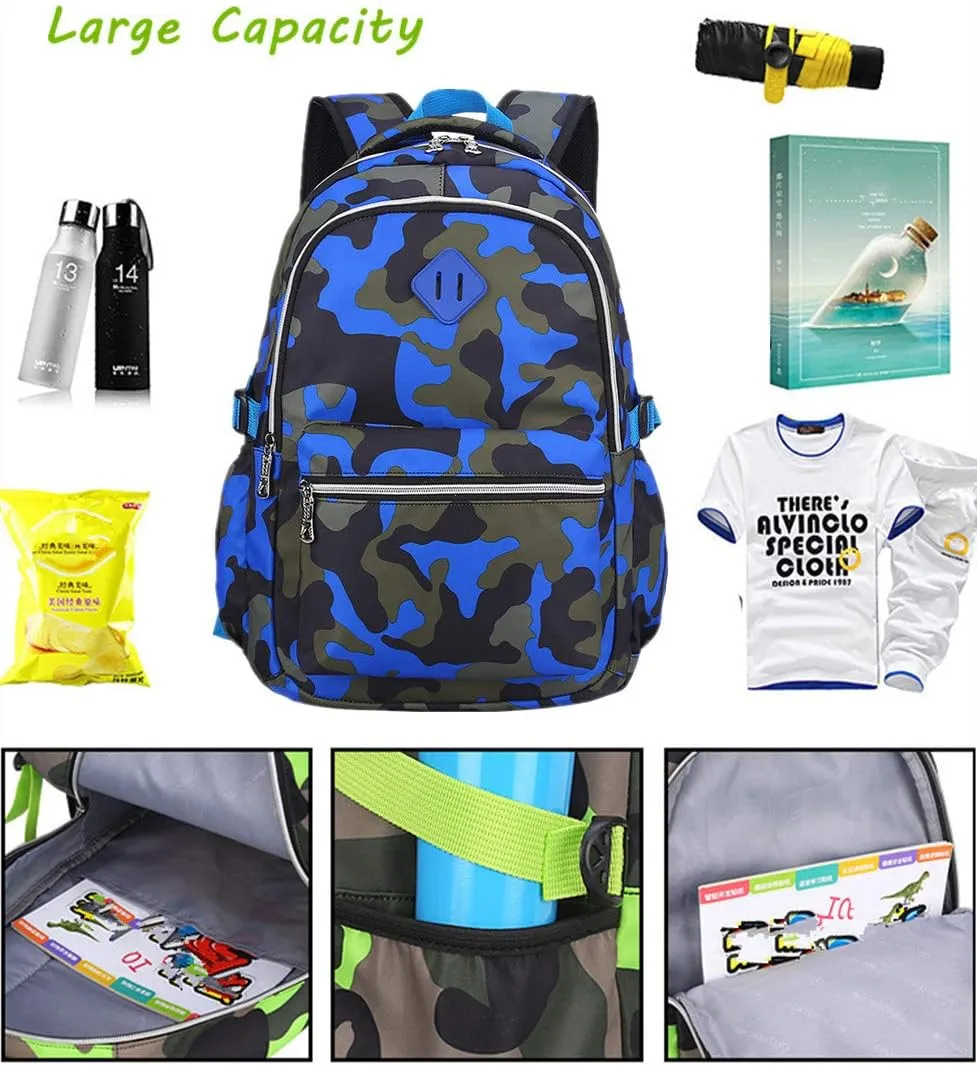 Camo School Backpack Lightweight Schoolbag Travel Camp Outdoor Daypack