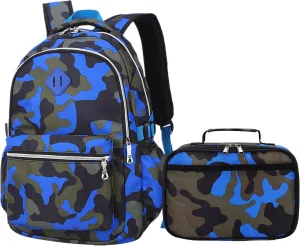 Camo School Backpack Lightweight Schoolbag Travel Camp Outdoor Daypack