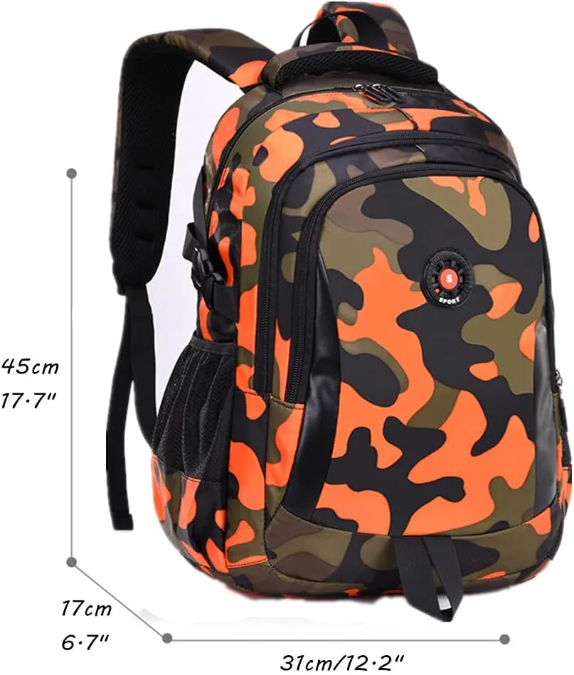 Camo School Backpack Lightweight Schoolbag Travel Camp Outdoor Daypack