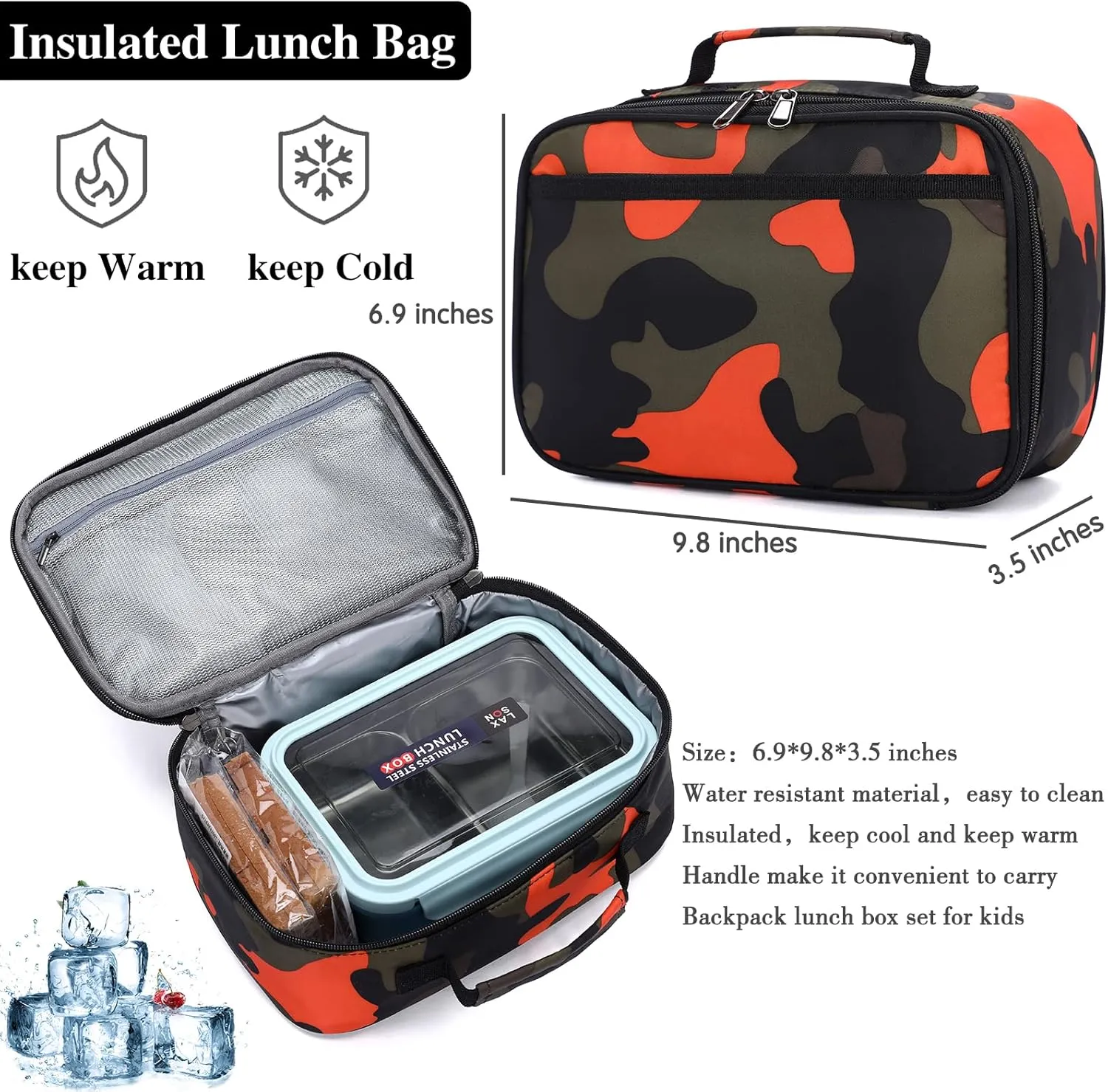 Camo School Backpack Lightweight Schoolbag Travel Camp Outdoor Daypack