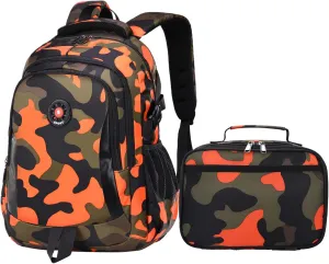 Camo School Backpack Lightweight Schoolbag Travel Camp Outdoor Daypack