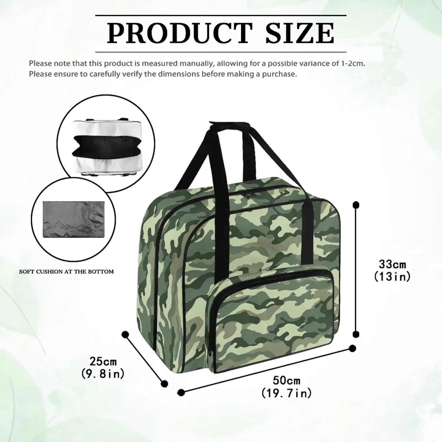 Camo Sewing Box Storage Bag with Pockets Sewing Machine Tote Bag with Hand Strap, Portable Sewing Machine Case Storage Organization Carrying Bag for Accessories
