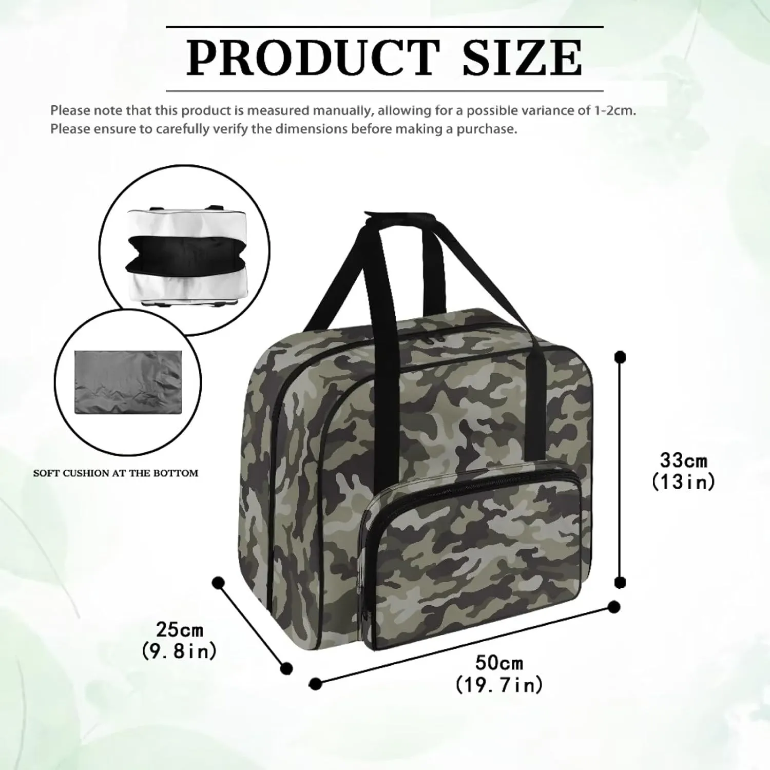 Camo Sewing Machine Handbag Two Way Zipper Carrying Travel Storage Carrier Sewing Bag with Handle Sewing Box Storage Bag Compatible with Most Standard Singer, Brother