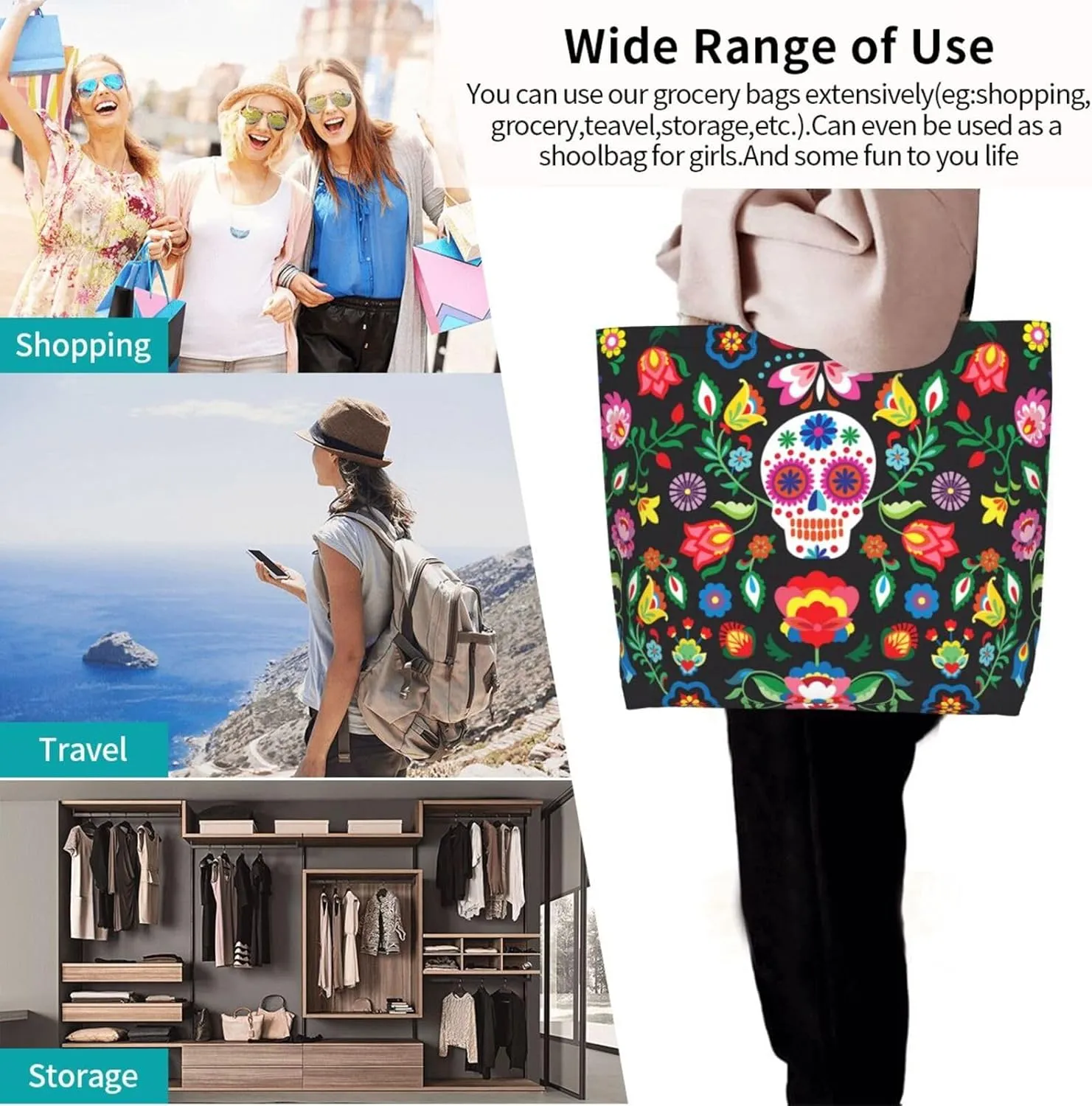 Camouflage Camo Large Tote Bag Casual Shoulder Bags Reusable Grocery Handbag For Women Travel Shopping Gym
