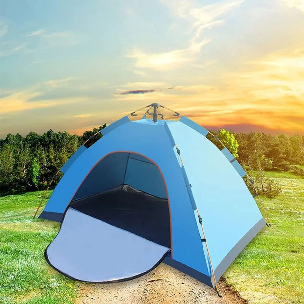 Camping Rainproof Tent, Double-Layer Two-User Outdoor Tent, Dome Tent with Moisture-Proof Pad, Can Accommodate 3-4 People Outdoor Camping