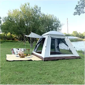 Camping Tent 4 People,Double Doors and Four Windows Camping Tent Stable Sturdy Tents for Family Camping,Hiking Party
