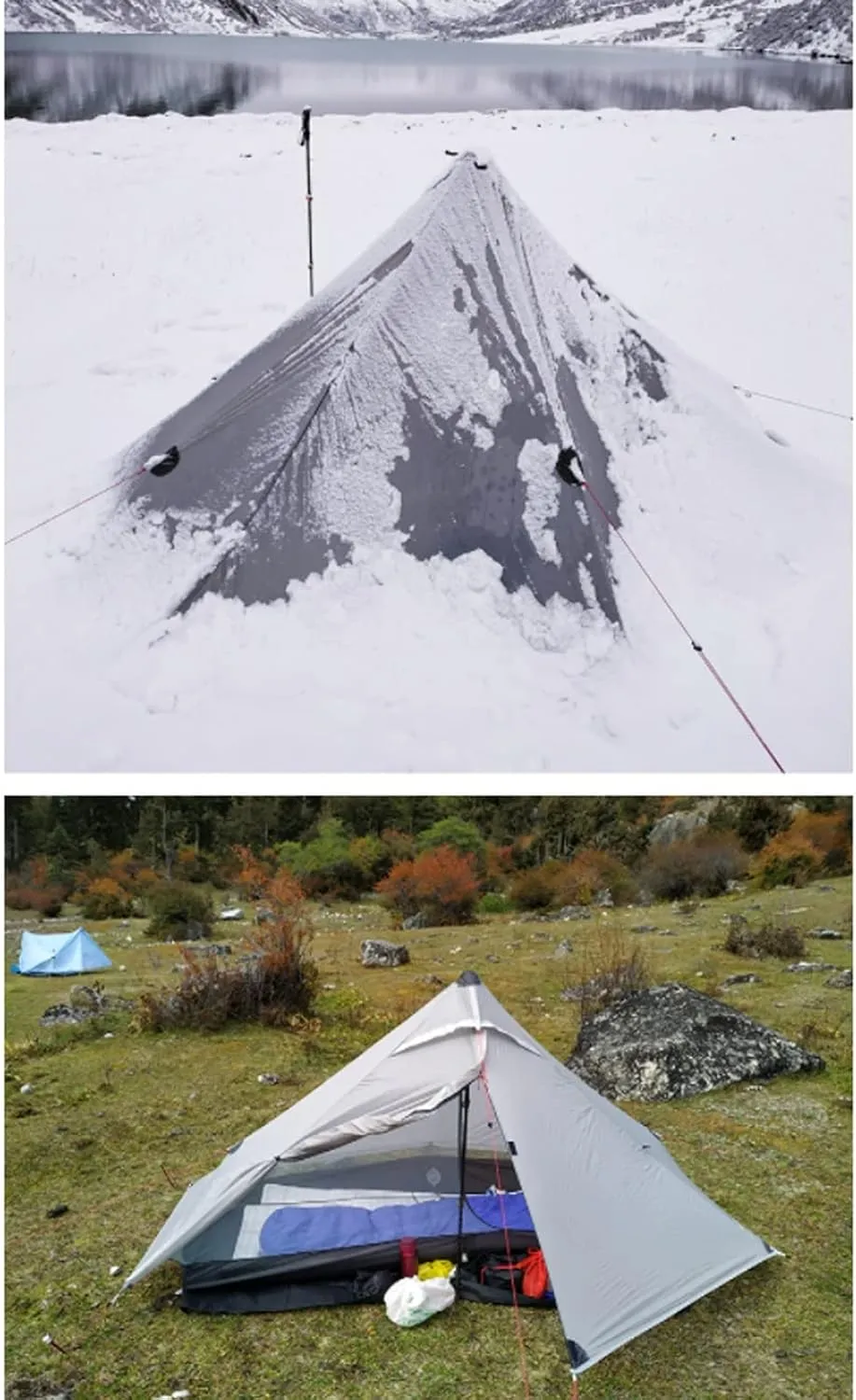 Camping Tents,1 Pro Tent Outdoor 1 Person Ultralight Camping Tent 3 Season Professional 20d Rodless (Color : Khaki, Size : 3 Season)