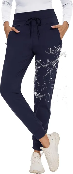 CAMPSNAIL Fleece Lined Joggers Women - Water Resistant Thermal Winter Sweatpants Running Hiking Yoga with Pockets