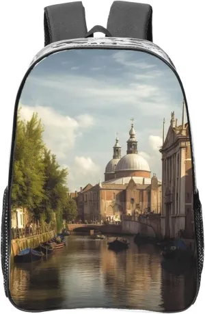 Canal And Church Clear Backpack Waterproof Heavy Duty Pvc Transparent Backpack Cute See Through Backpack Clear Bags For College Work Travel
