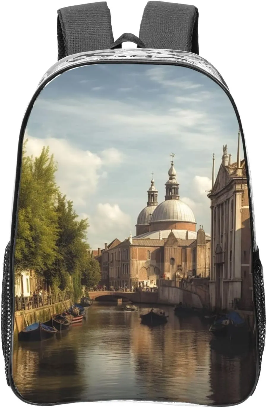 Canal And Church Clear Backpack Waterproof Heavy Duty Pvc Transparent Backpack Cute See Through Backpack Clear Bags For College Work Travel