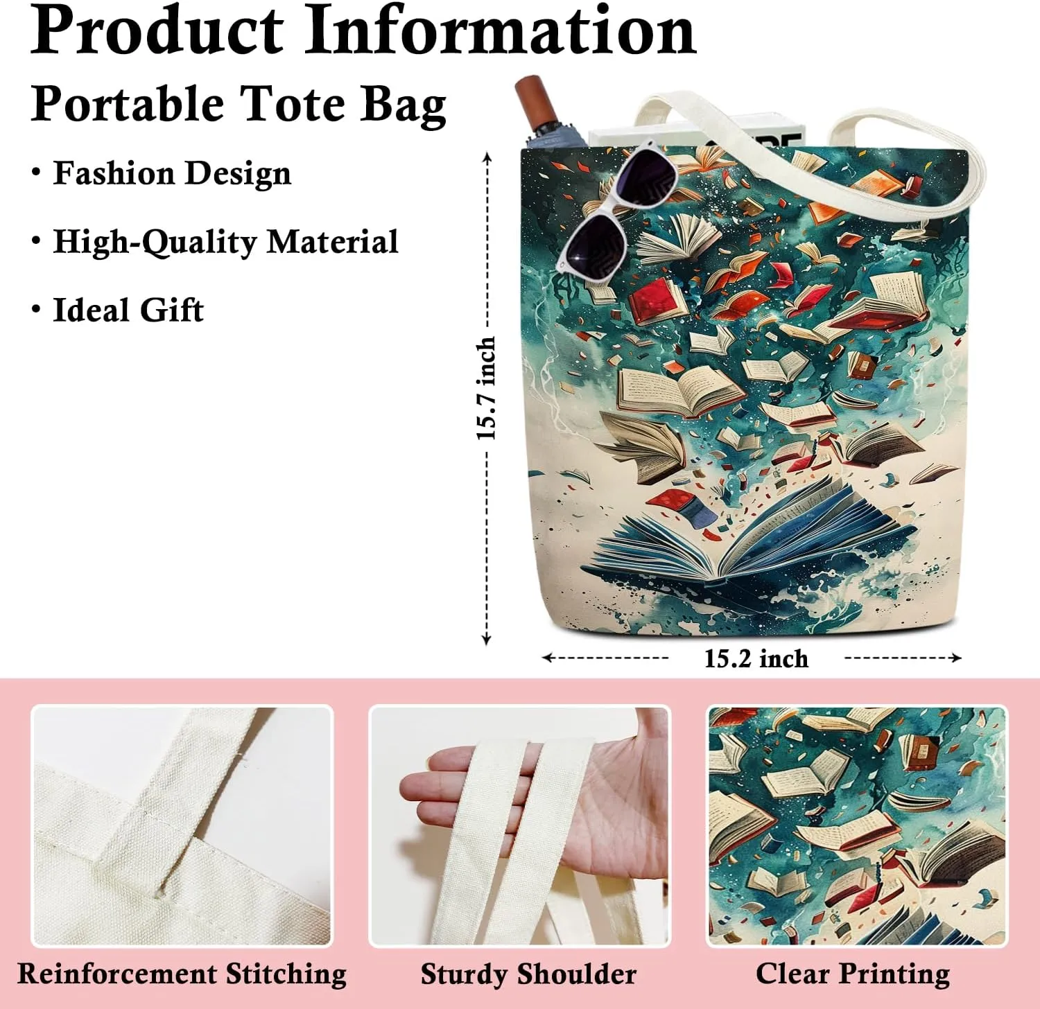 Canvas Tote Bag For Women, Aesthetic Shopping Bag Foldable Bag Reusable Tote Bag, Gifts for Friends