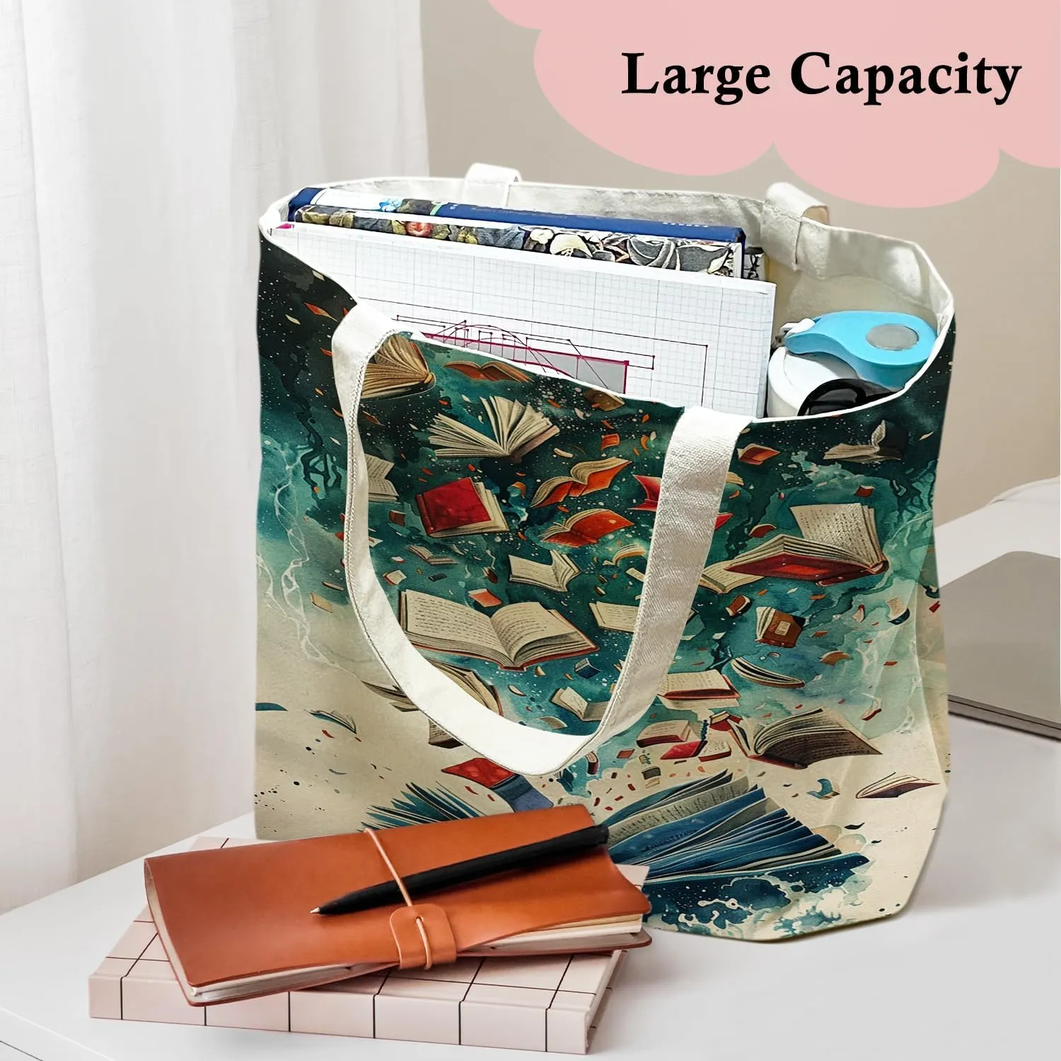 Canvas Tote Bag For Women, Aesthetic Shopping Bag Foldable Bag Reusable Tote Bag, Gifts for Friends