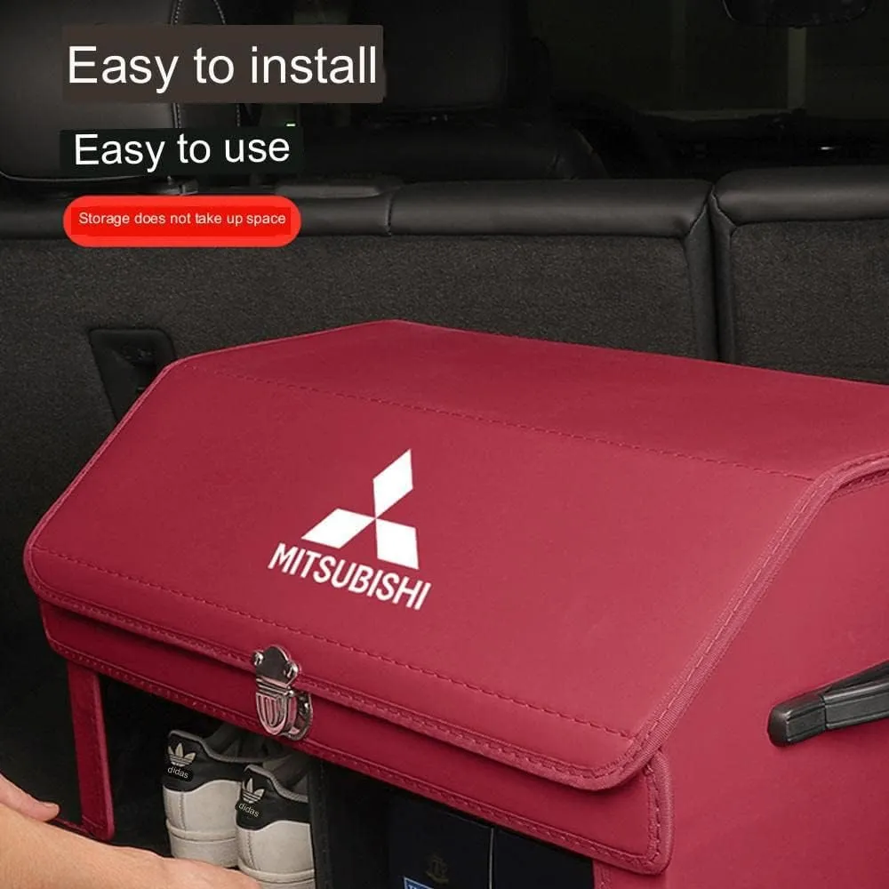 Car Boot Organiser Tidy Storage Trunk Organizer for Mitsubishi ASX Outlander Eclipse Cross, Car Storage Bag, Non Slip Bottom, Interior Accessories, Keep Car Tidy,A Brown-L