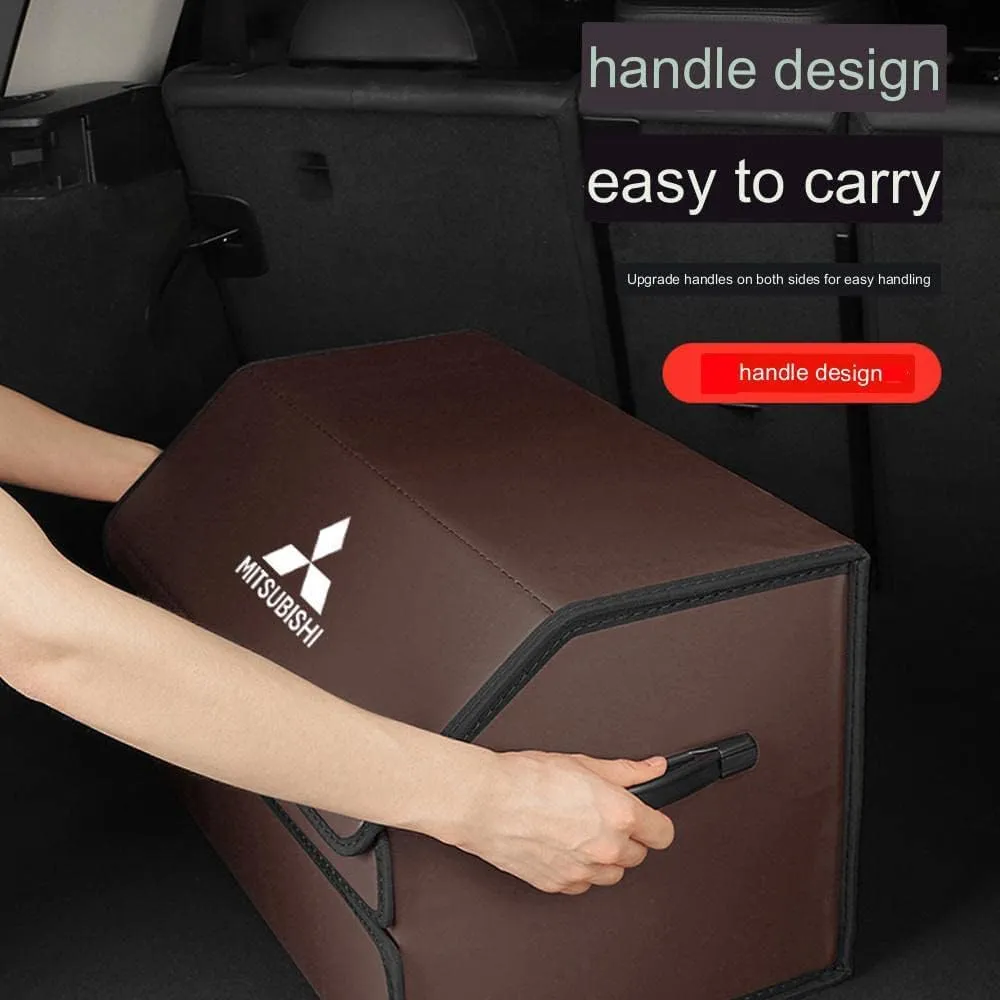 Car Boot Organiser Tidy Storage Trunk Organizer for Mitsubishi ASX Outlander Eclipse Cross, Car Storage Bag, Non Slip Bottom, Interior Accessories, Keep Car Tidy,A Brown-L