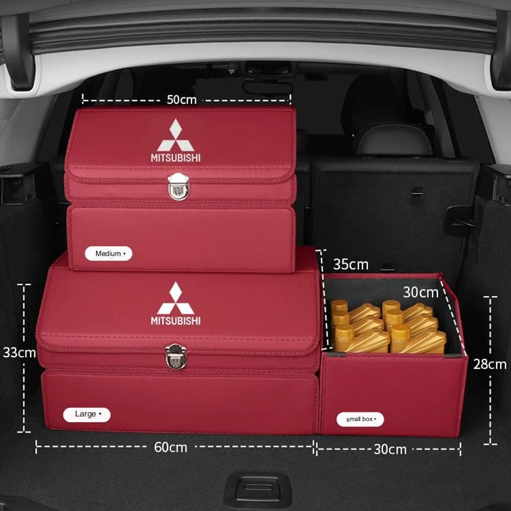 Car Boot Organiser Tidy Storage Trunk Organizer for Mitsubishi ASX Outlander Eclipse Cross, Car Storage Bag, Non Slip Bottom, Interior Accessories, Keep Car Tidy,A Brown-L
