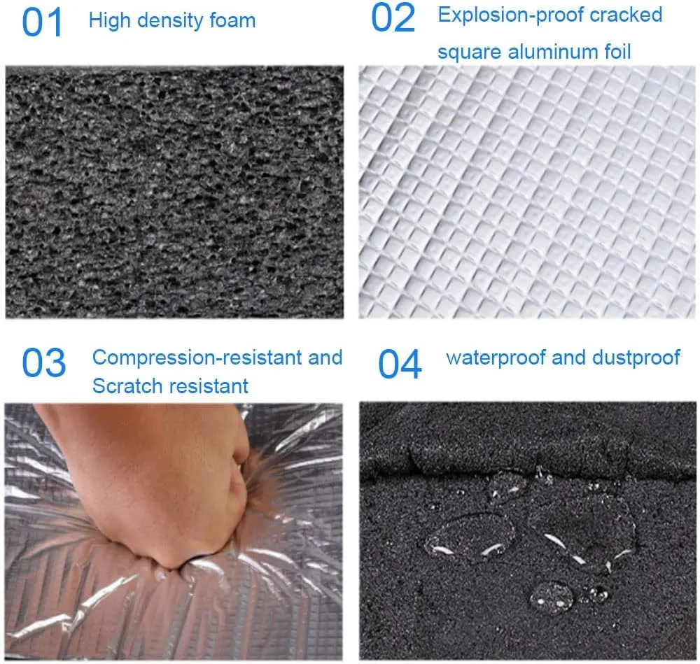 Car Heat Sound Deadening Insulation Mat -394mil 10.76sqft Automobile Sound Deadening & Heat Materials for Auto Hood Engine Roof Door and Trunk (40"x40"（10.76sqft）, 394 Mil)
