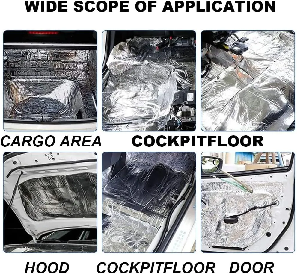 Car Heat Sound Deadening Insulation Mat -394mil 10.76sqft Automobile Sound Deadening & Heat Materials for Auto Hood Engine Roof Door and Trunk (40"x40"（10.76sqft）, 394 Mil)