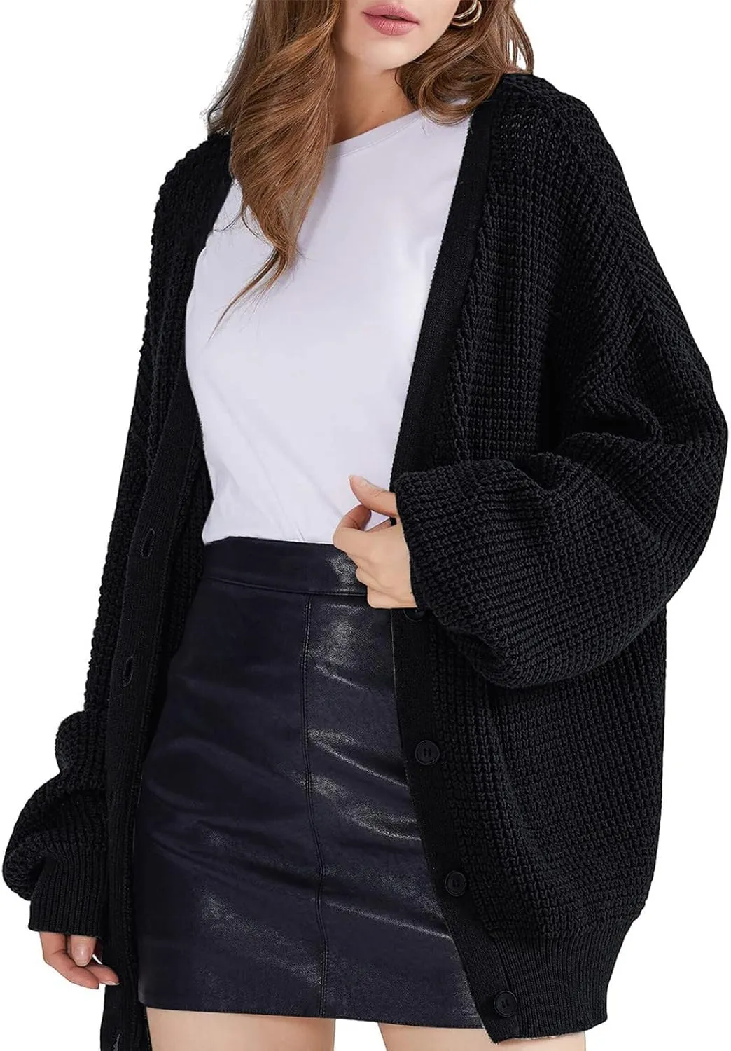 Cardigans for Women Loose Coat Button Down Long Sleeve Oversized Knit Cardigans Casual Soft Drape Fall Cardigan
