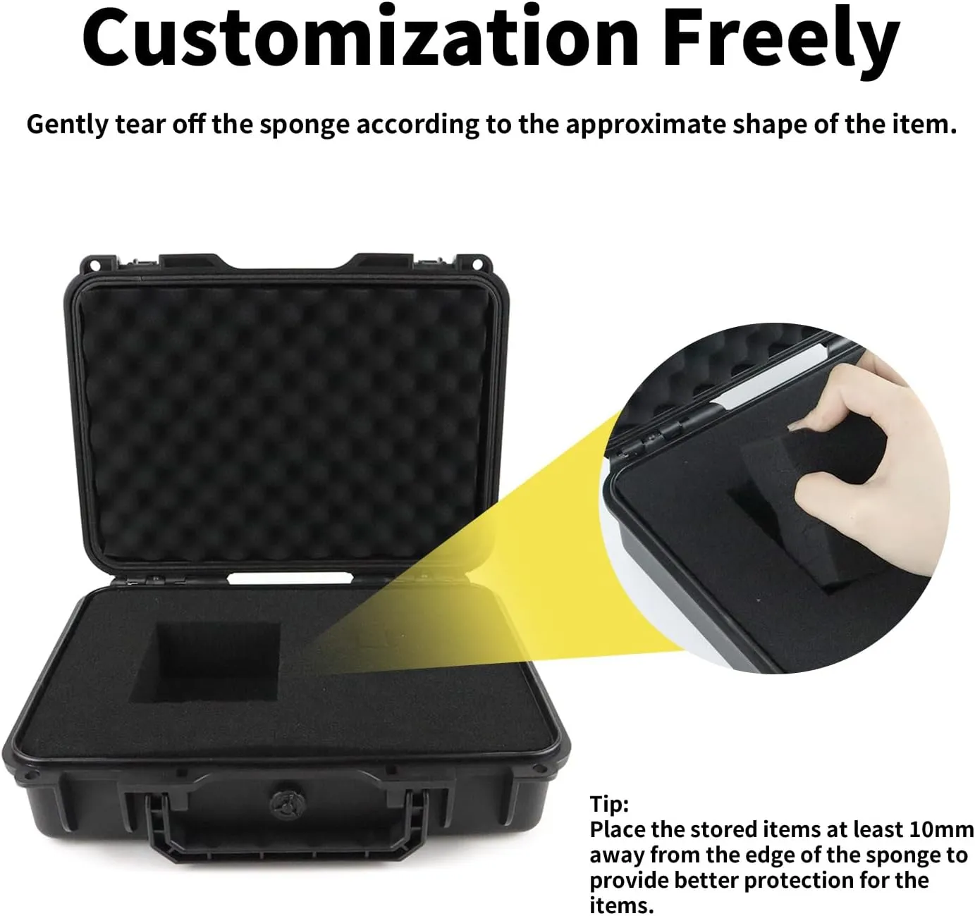 Carrying Hard Case with Pre Grid line Cube Sheet Foam Foam for Jewelry,Wristwatch,Electronics, and Gear, Black,Small,8.1 * 7.7 * 2.9 inch
