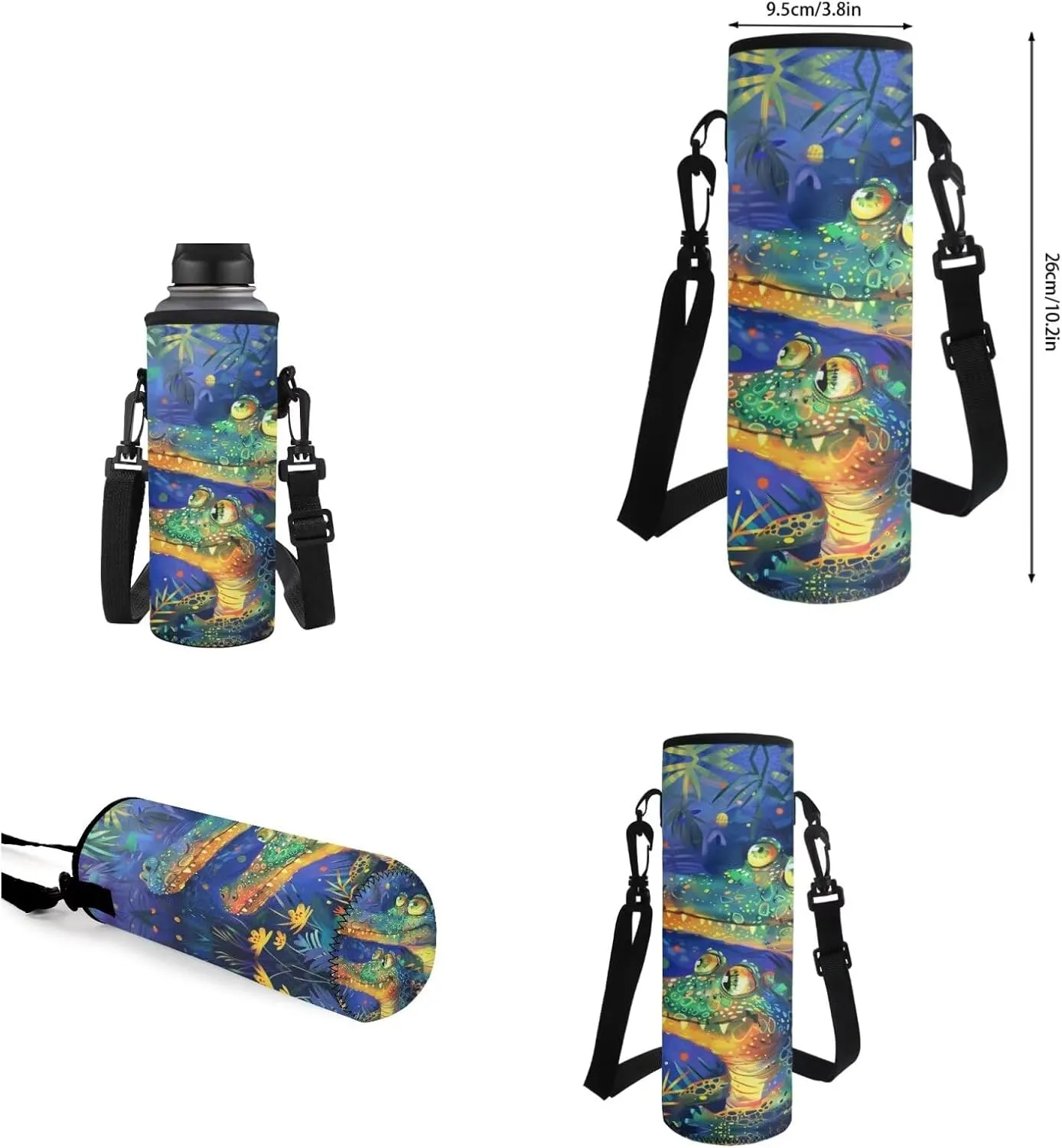 Cartoon Crocodile Backpack for Boys Kids Backpack with Lunch Box Water Bottle Bag and Pencil Holder for Desk 4PCS Bookbag Set for School 17 inch School Bag with Side Pocket for Elementary Boys