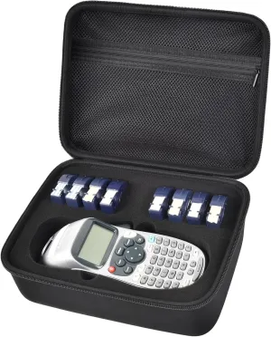 Case Compatible with DYMO LetraTag LT-100H Handheld Label Maker Machine, Holder for Labeler Makers Printer Machine & Labeling Tapes Refills, with Mesh Pocket for Accessories- (Black Sponge)