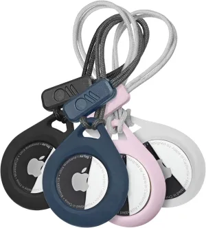 Case-Mate AirTag Holder - AirTag Keychain with Rugged Strap - Easy to Use, Protective Hard Shell Air Tag for Dog Collar, Cat Collar, Keys, Luggage, Backpack - 4 Pack (Clear, Black, Navy, Blush)