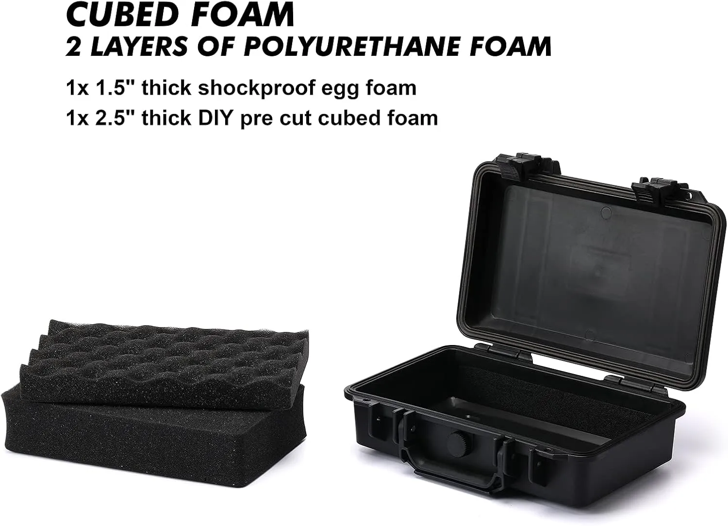 CASOMAN 11.5-Inch Black Compact Waterproof Storage Box, IP67 Waterproof & Dustproof, Customizable Foam, 3.6L Capacity