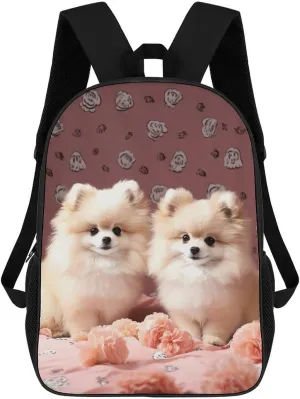 Casual Backpack for Men Women Waterproof Lightweight Daypack Travel Laptop Bag Pomeranians Puppies And Point