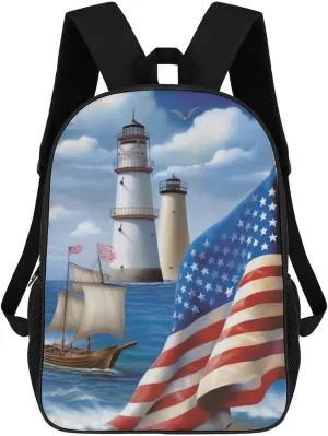 Casual Backpack for Men Women Waterproof Lightweight Daypack Travel Laptop Bag Sea To Shining Sea Patriotic