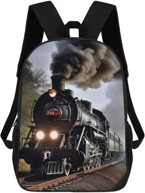 Casual Backpack for Men Women Waterproof Lightweight Daypack Travel Laptop Bag Steam Train