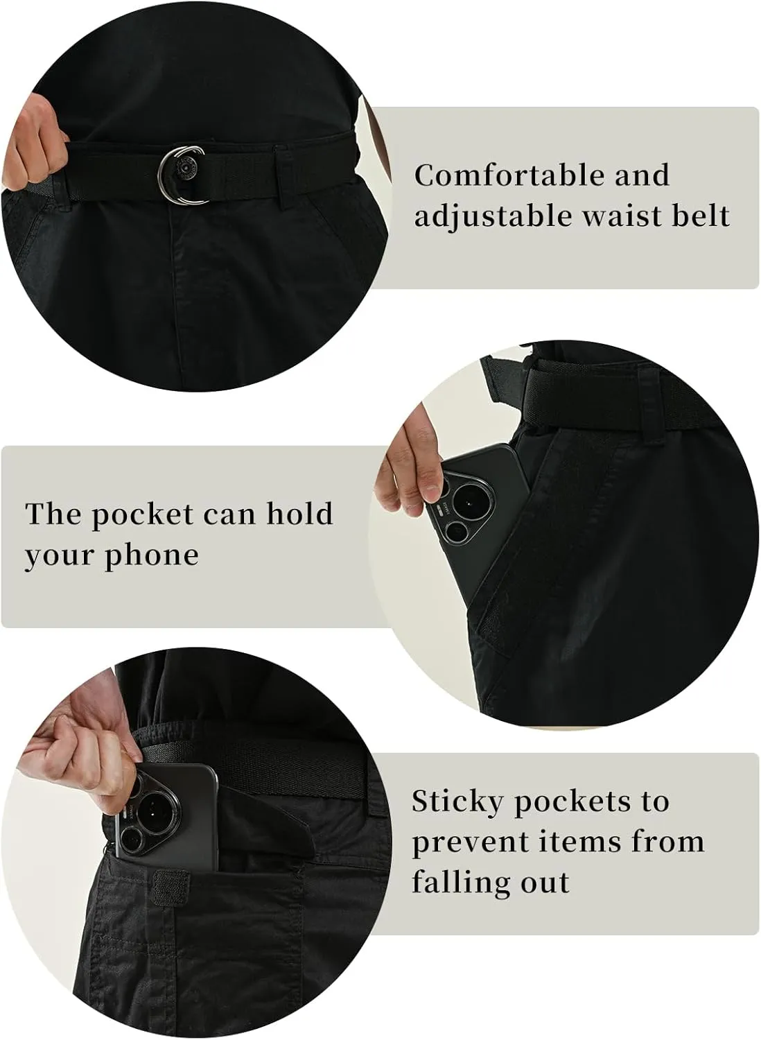 Casual Cargo Shorts for Men Sports & Outdoors Cargo Hiking Pants Fishing & Camping & Golf with Belt (Black/Khaki/Camo)