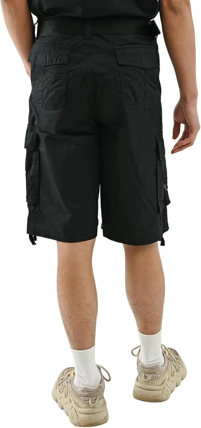 Casual Cargo Shorts for Men Sports & Outdoors Cargo Hiking Pants Fishing & Camping & Golf with Belt (Black/Khaki/Camo)