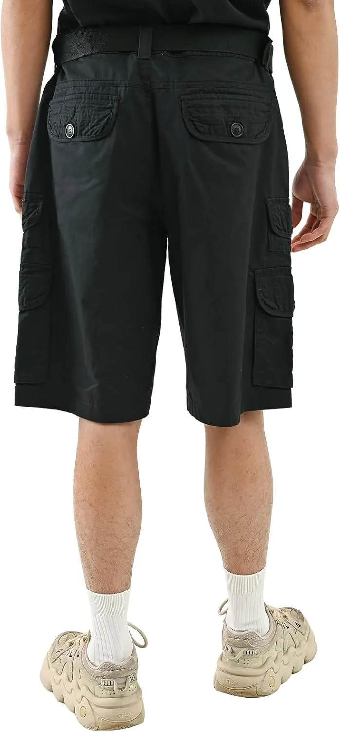Casual Cargo Shorts for Men Sports & Outdoors Cargo Hiking Pants Fishing & Camping & Golf with Belt (Black/Khaki/Camo)