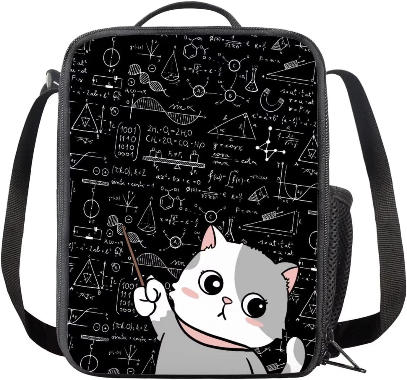 Cat Backpack for School Girls Backpack with Lunch Box and Kawaii Pencil Case 3PCS Casual Daypack Backpacks Cute Bookbag with Front Pocket 15 inch Large Capacity School Bag for Elementary Girls