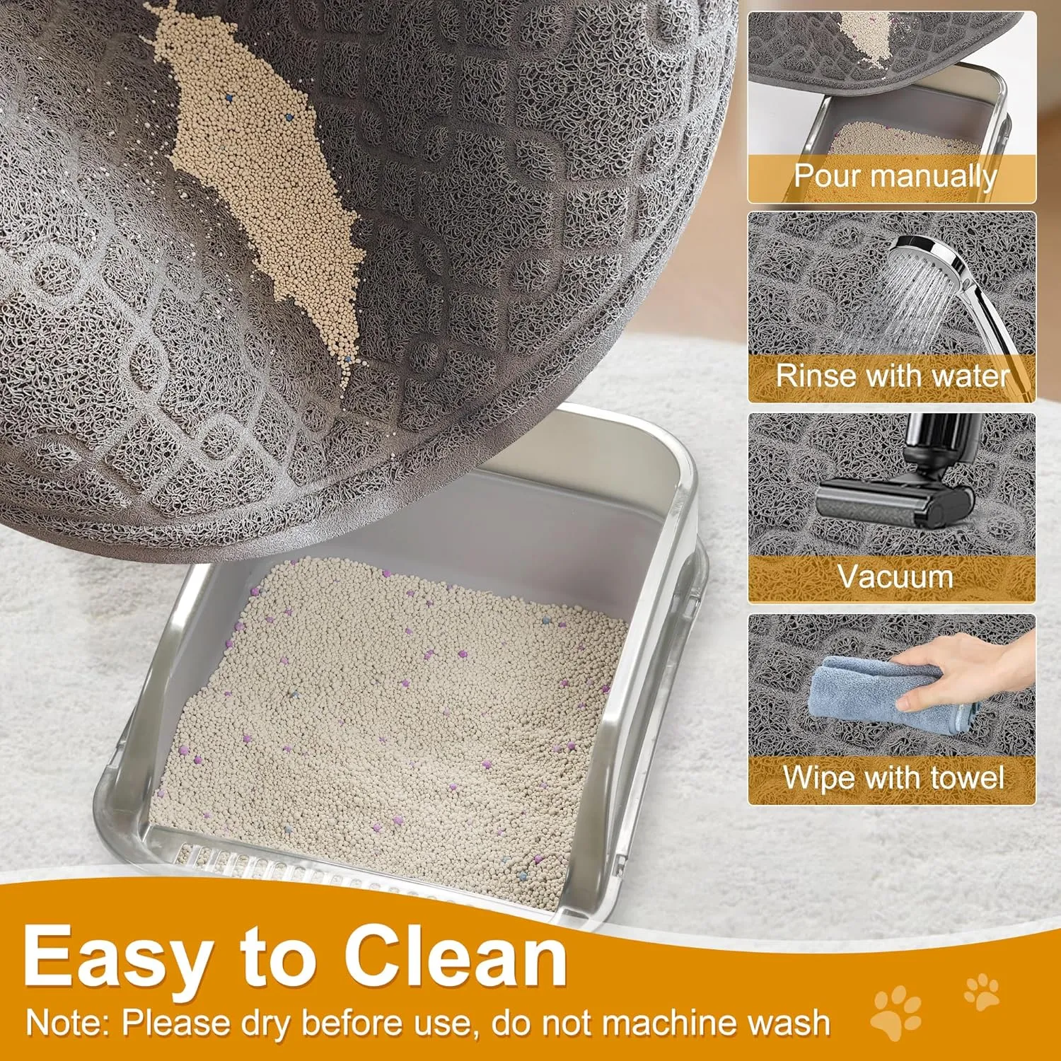 Cat Litter Box Mat, 47" x 32" XL Large Kitty Litter Trapping Mat Keep Floor Clean, Litter Box Mat Scatter Control, Waterproof, Easy to Clean, Durable Large Size Litter Mats for Floor